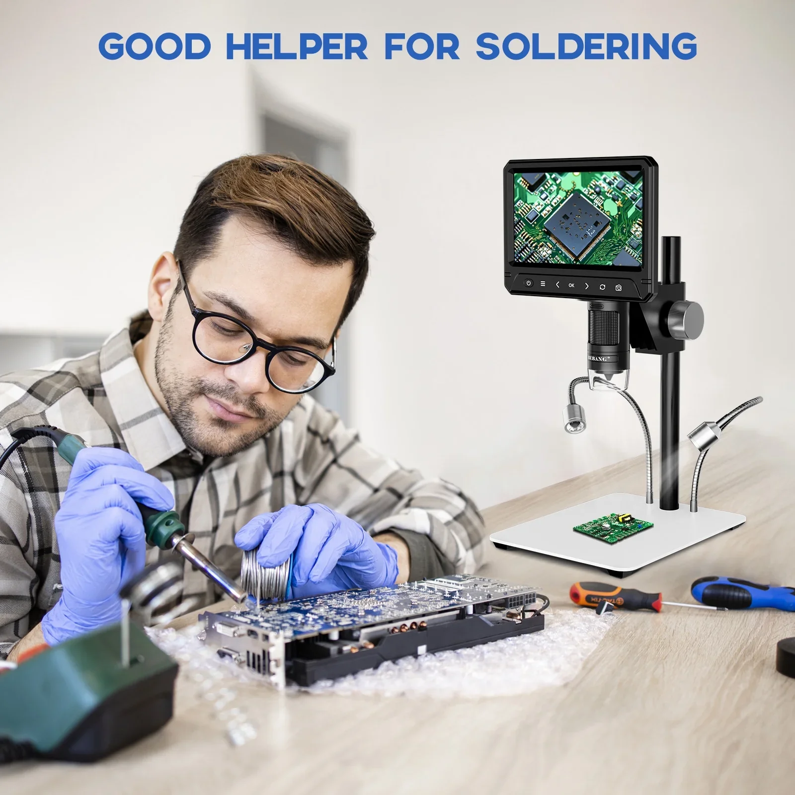BEBANG LCD Digital Microscope, 7 inch 50X-1200X With 32GB TF Card - Image 4 BEBANG LCD Digital Microscope, 7 inch 50X-1200X With 32GB TF Card - Image 4