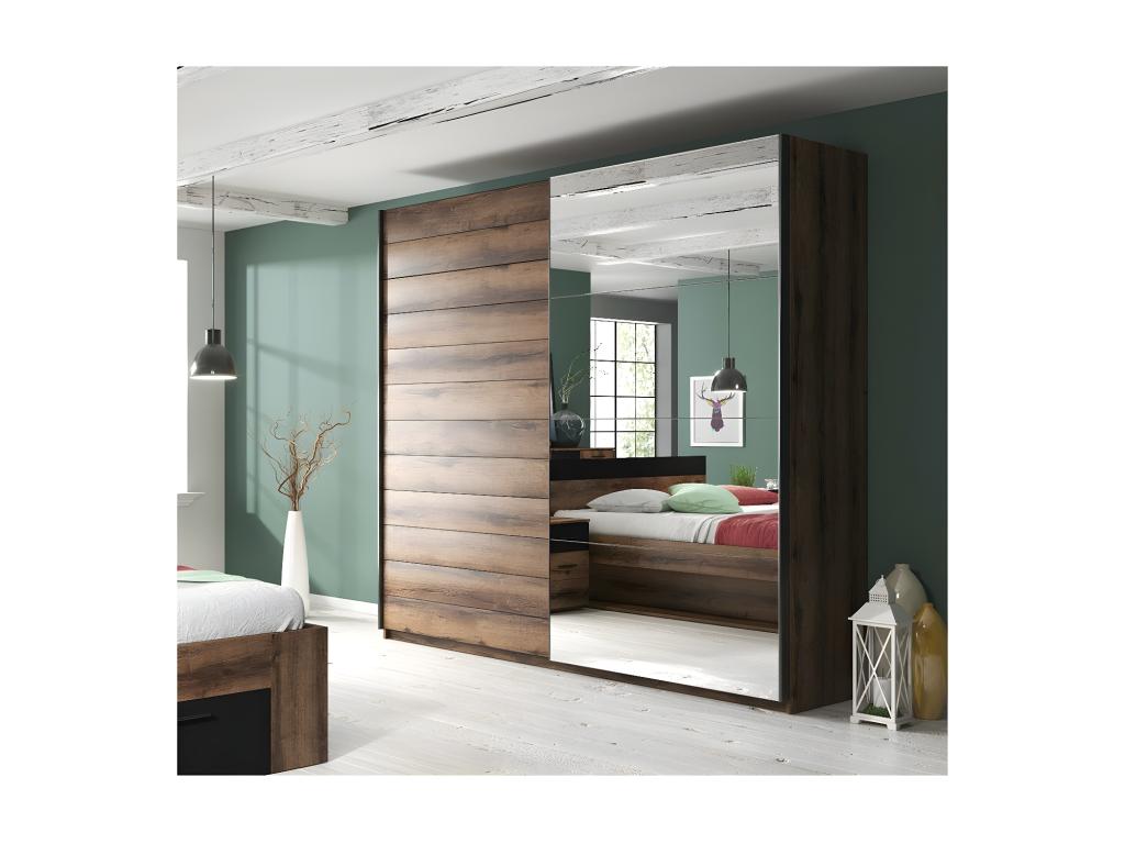 Armario diseño 2 puertas - 220 cm - roble oscuro