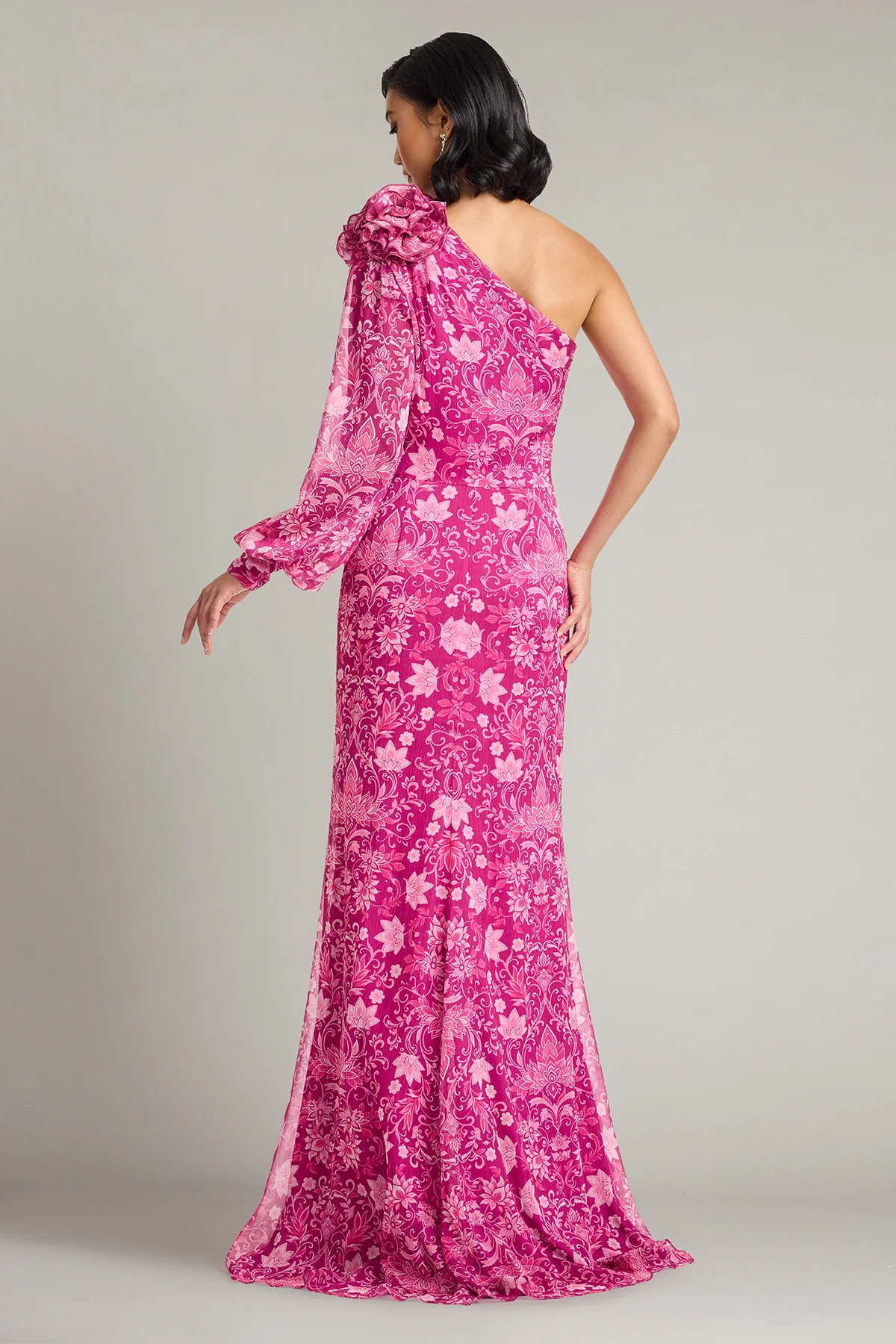 Bosson Floral Print One-Shoulder Gown - Special Events Unlimited