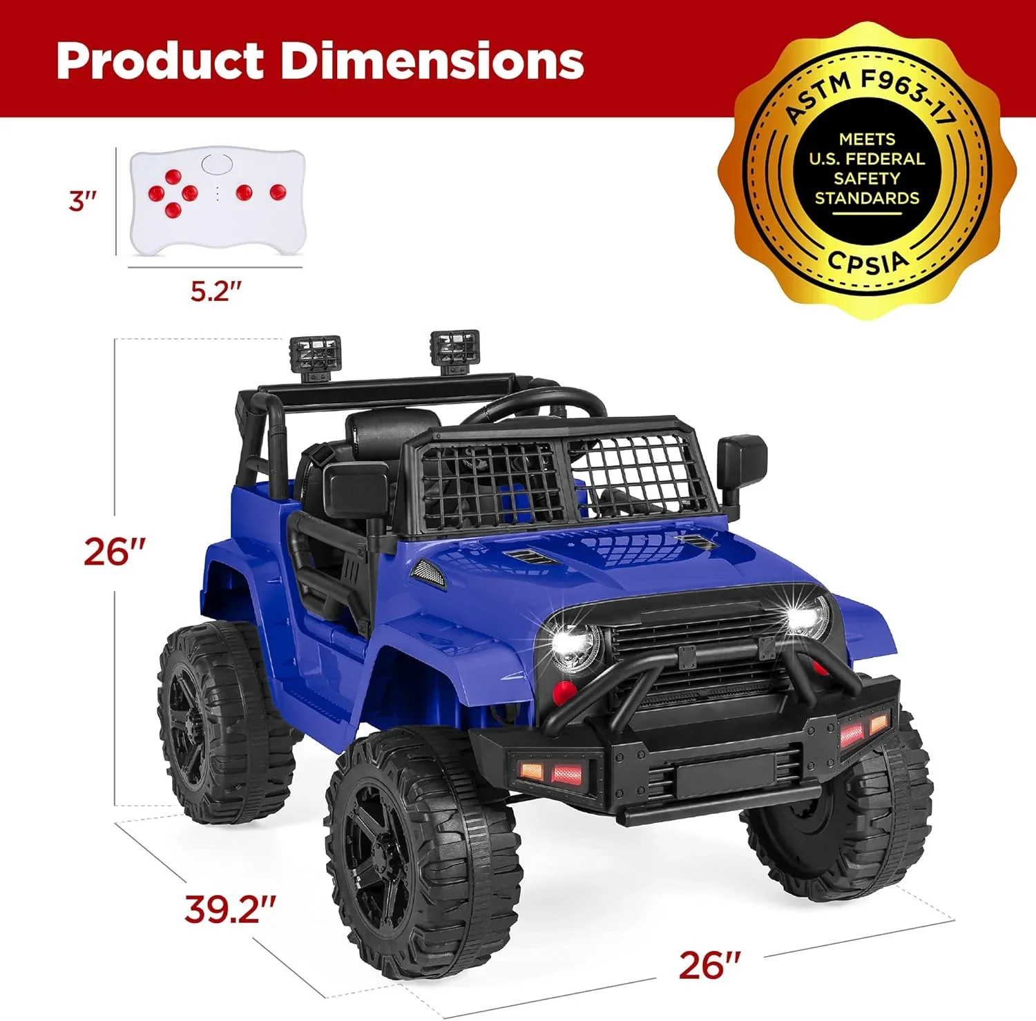 Best Choice Products 12V Kids Ride-On Truck Car with Spring Suspension and LED Lights