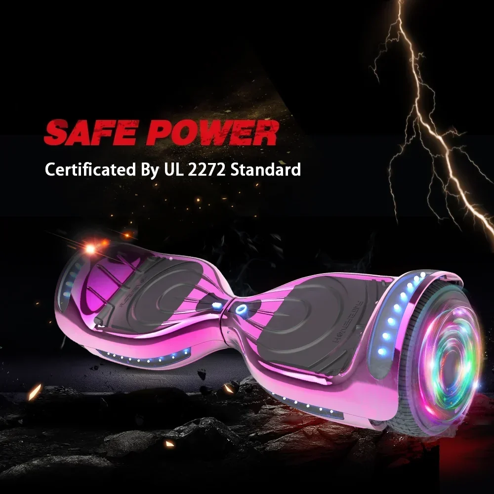 Hoverstar Hoverboard 6.5 In Bluetooth Speaker LED Light Chrome Pink - Flash Wheel - Image 2 Hoverstar Hoverboard 6.5 In Bluetooth Speaker LED Light Chrome Pink - Flash Wheel - Image 2