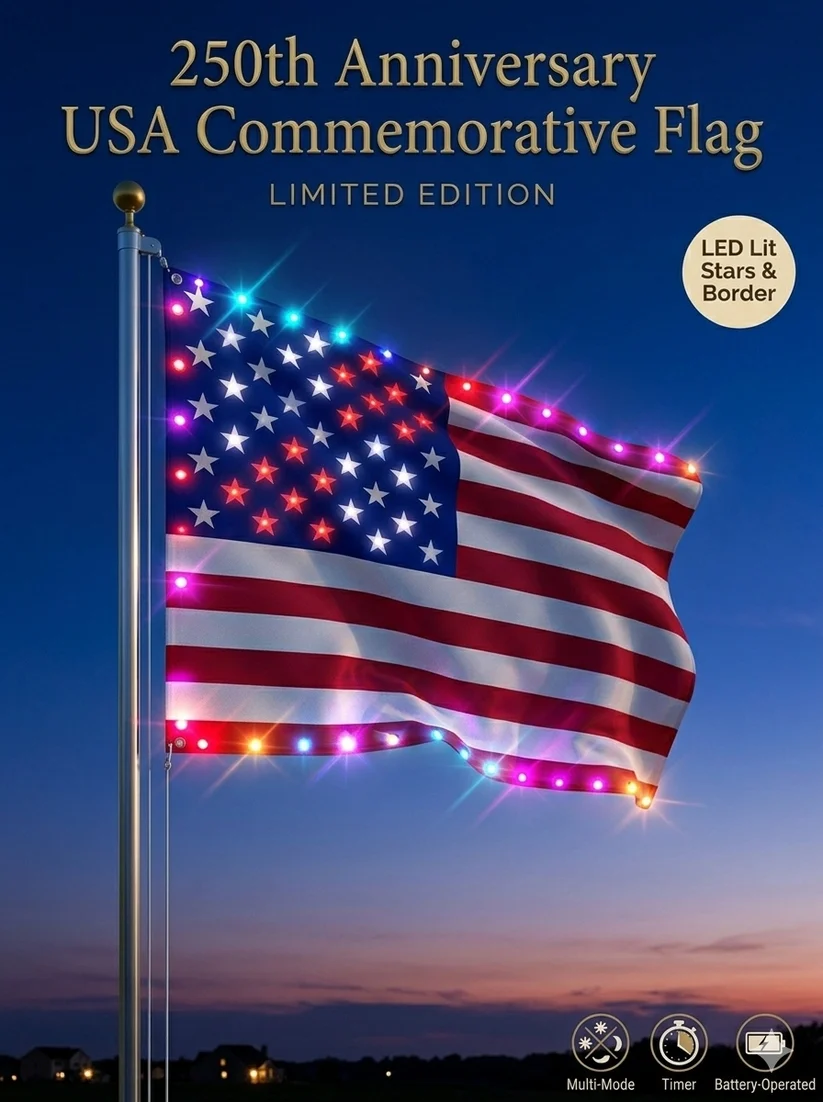 🦅 Illuminated 250th Anniversary USA Commemorative Flag - Premium LED Edition (3x5 Ft) -Bestseller