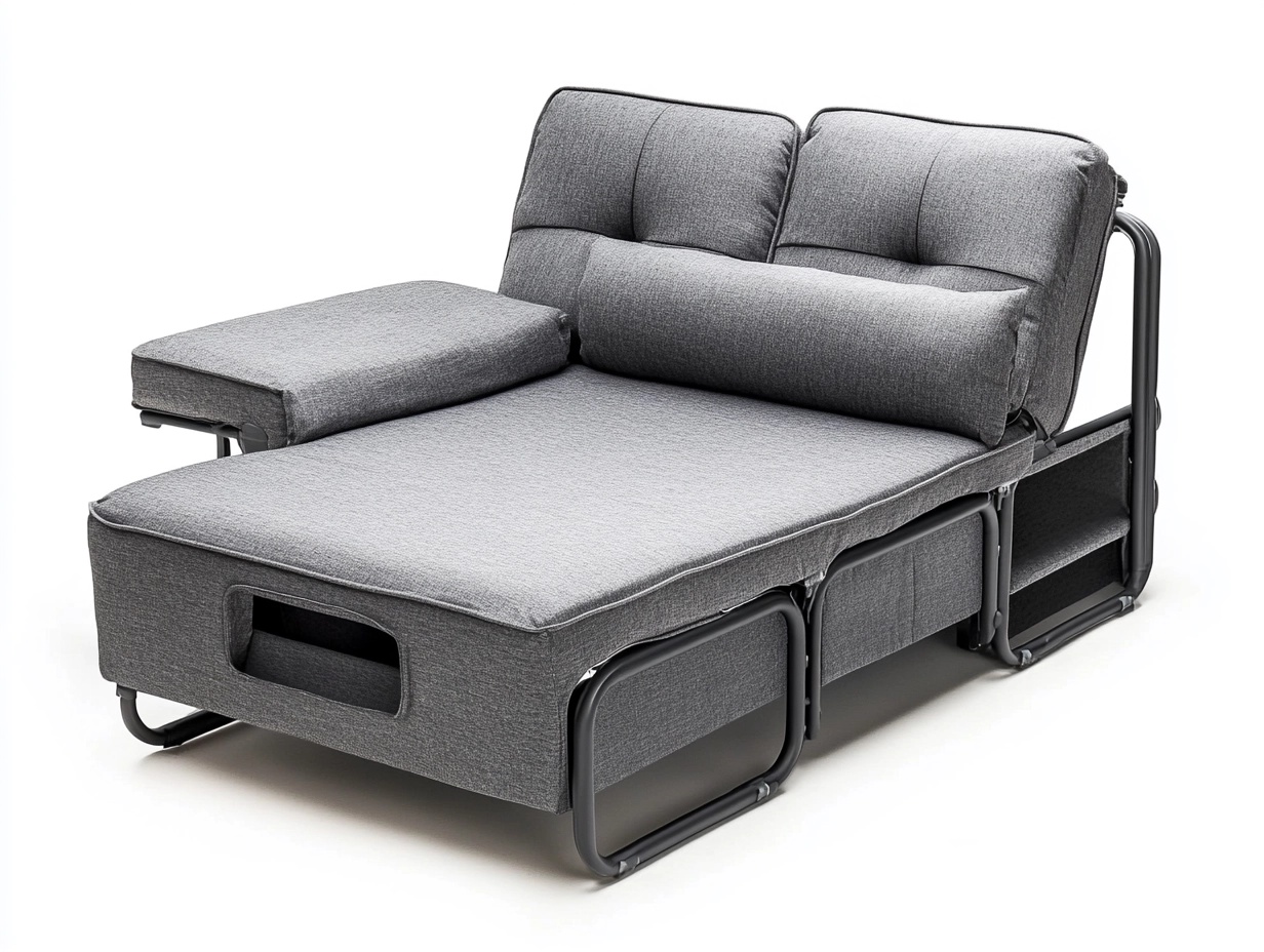 Sofá cama gris multifuncional con almacenamiento de metal para sala de estar estilo moderno 190x85x80 cm QE8334659