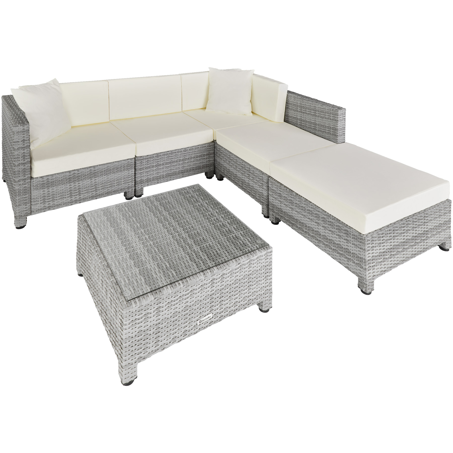 Sofá lounge de jardín en ratán con estructura de aluminio gris claro ww4739h8