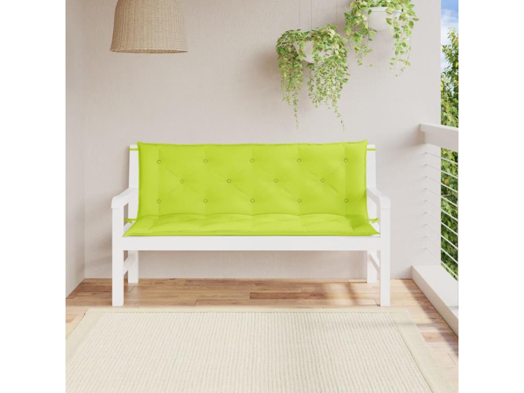 Cojines de banco de jardín 2 uds verde brillante 150x50x7 cm