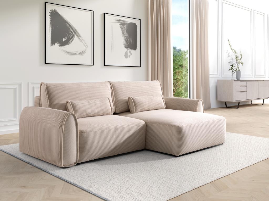 Sofá rinconera y reversible de pana beige
