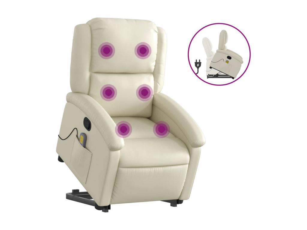 Sillón reclinable de masaje de pie cuero artificial color crema