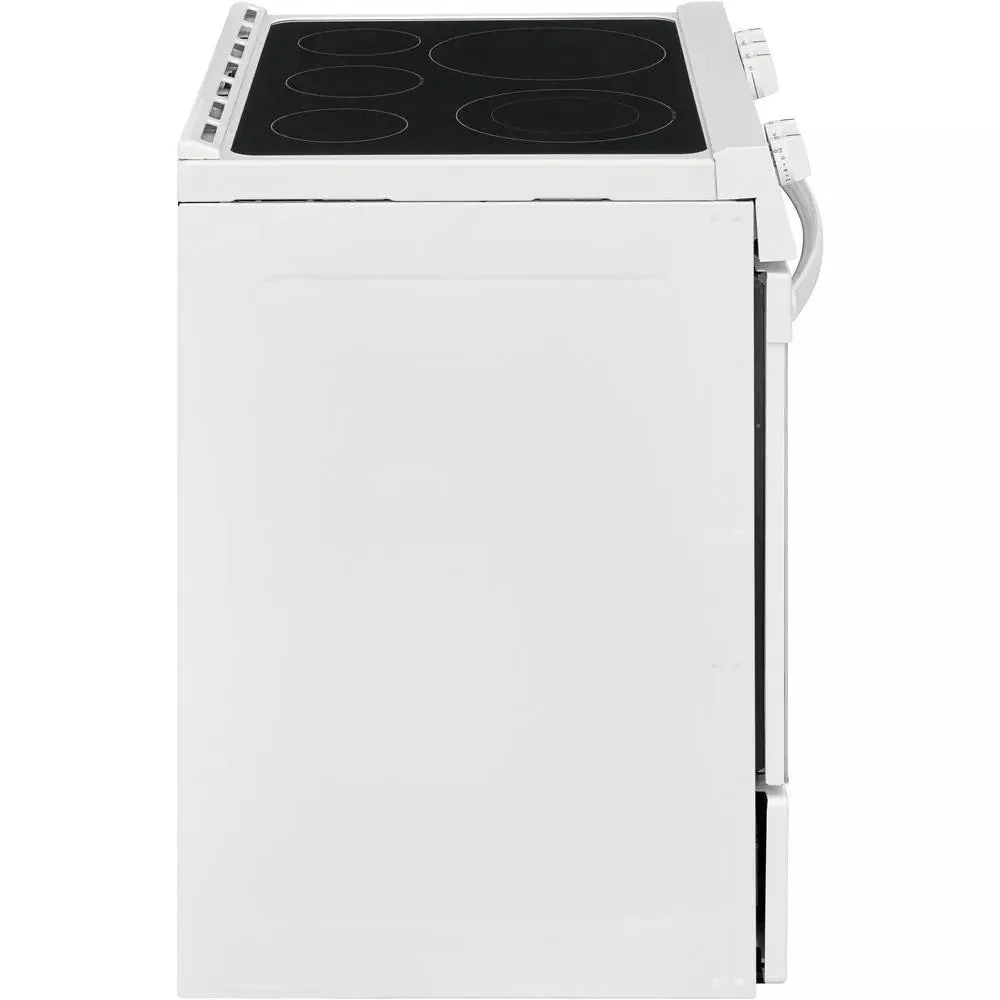 30 in. 5.0 cu. ft. Single Oven White with NVS Black Glass