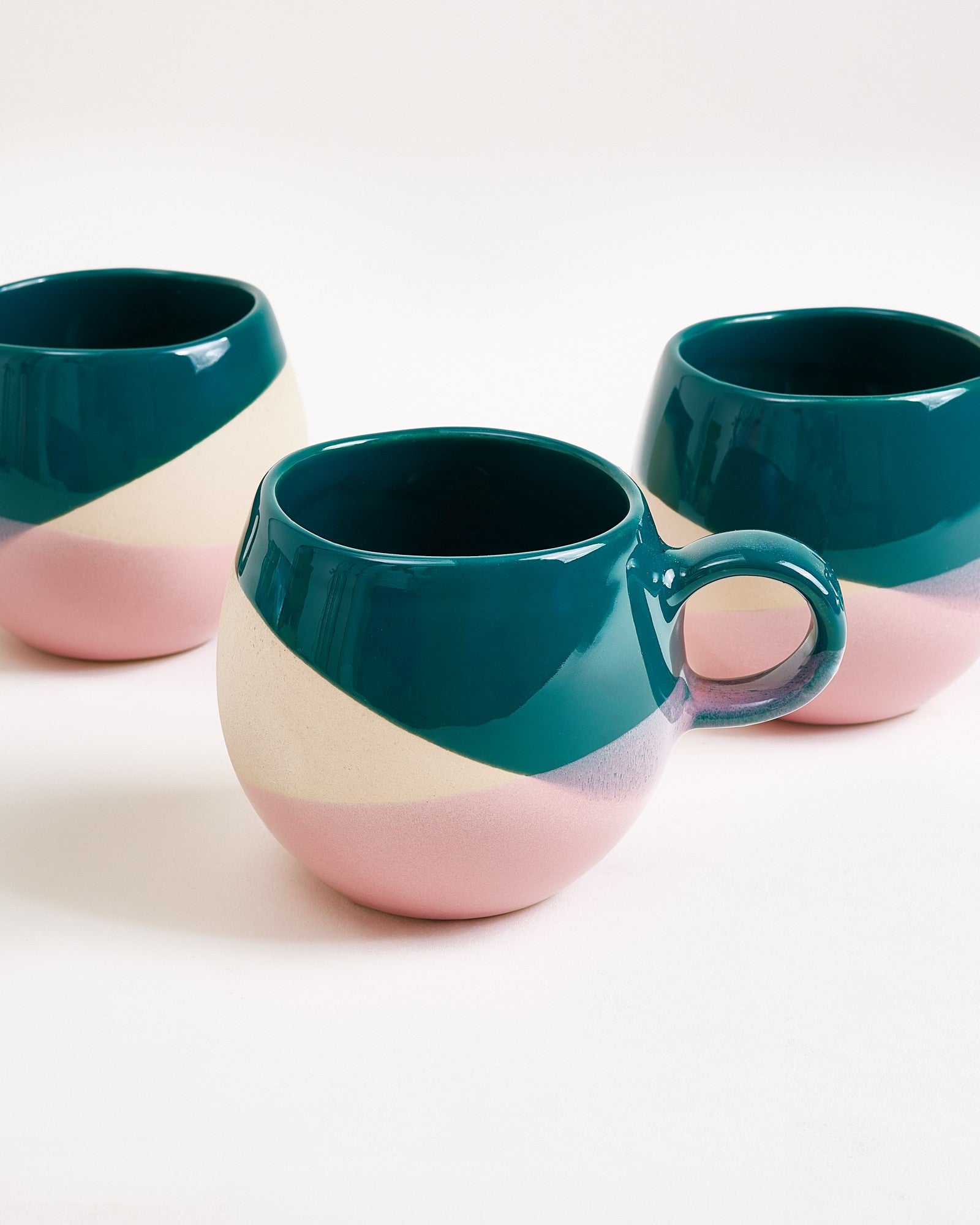 Bica Tasse klein dunkelgrün sand rosa 4er-Set