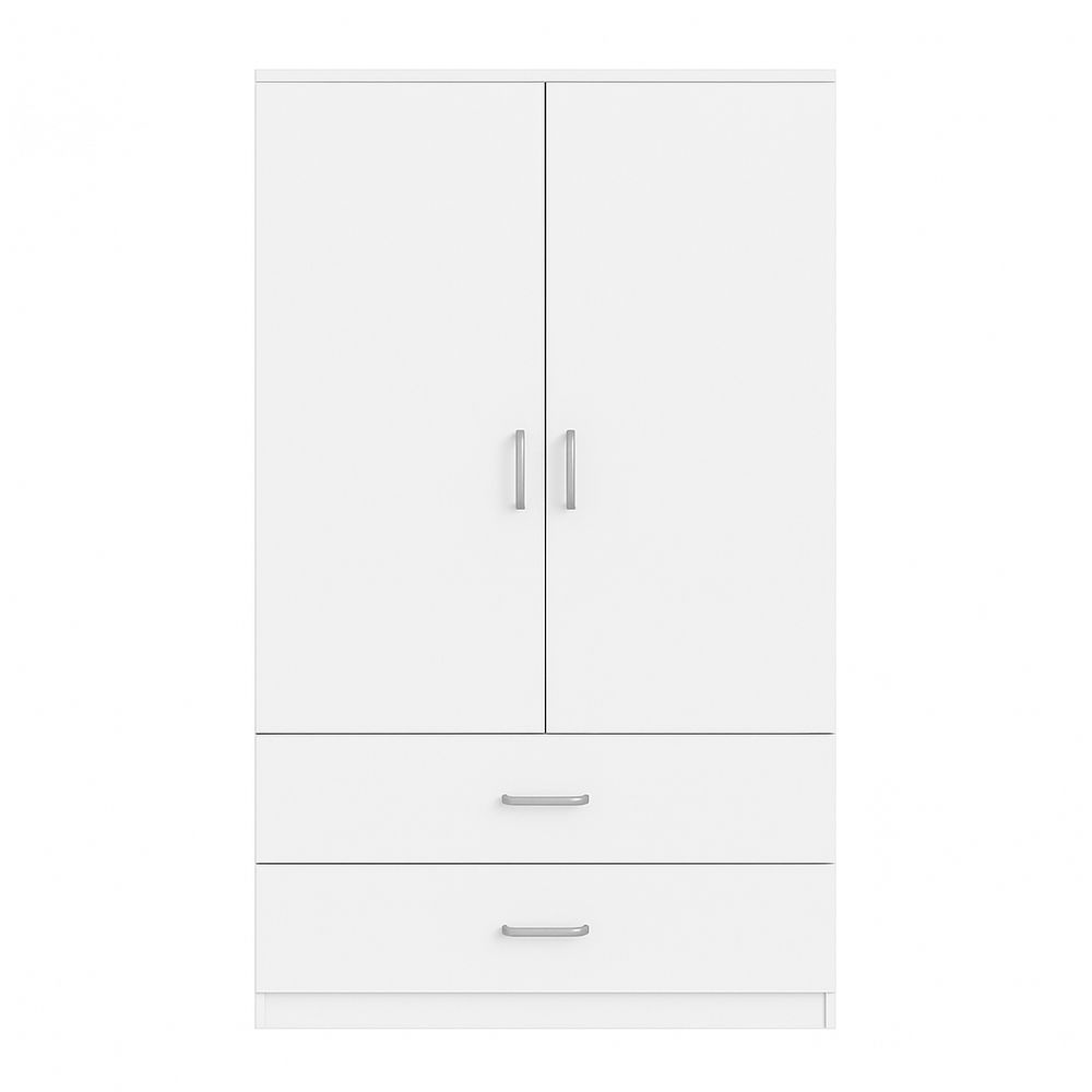 Armario Blanco Moderno con Cajones y Puertas Doble,Estructura de Madera,Diseño Minimalista,Ideal para Dormitorios y Espacios Pequeños