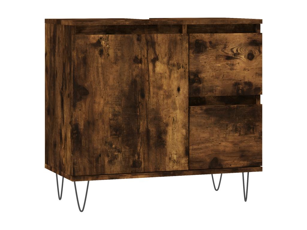 Armario de baño madera contrachapada roble ahumado 65x33x60 cm
