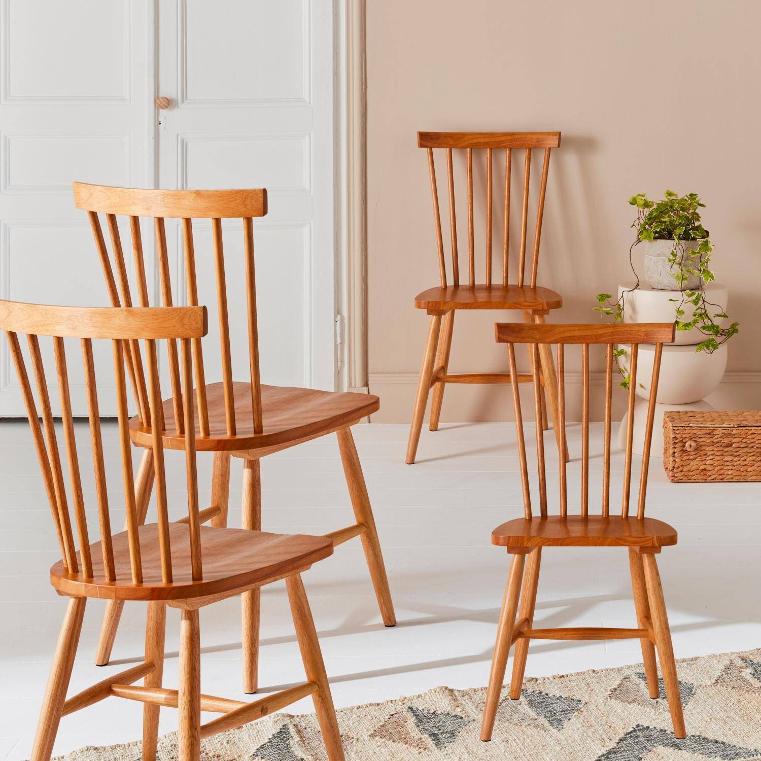 Romie - Silla de madera de hevea, set de 4