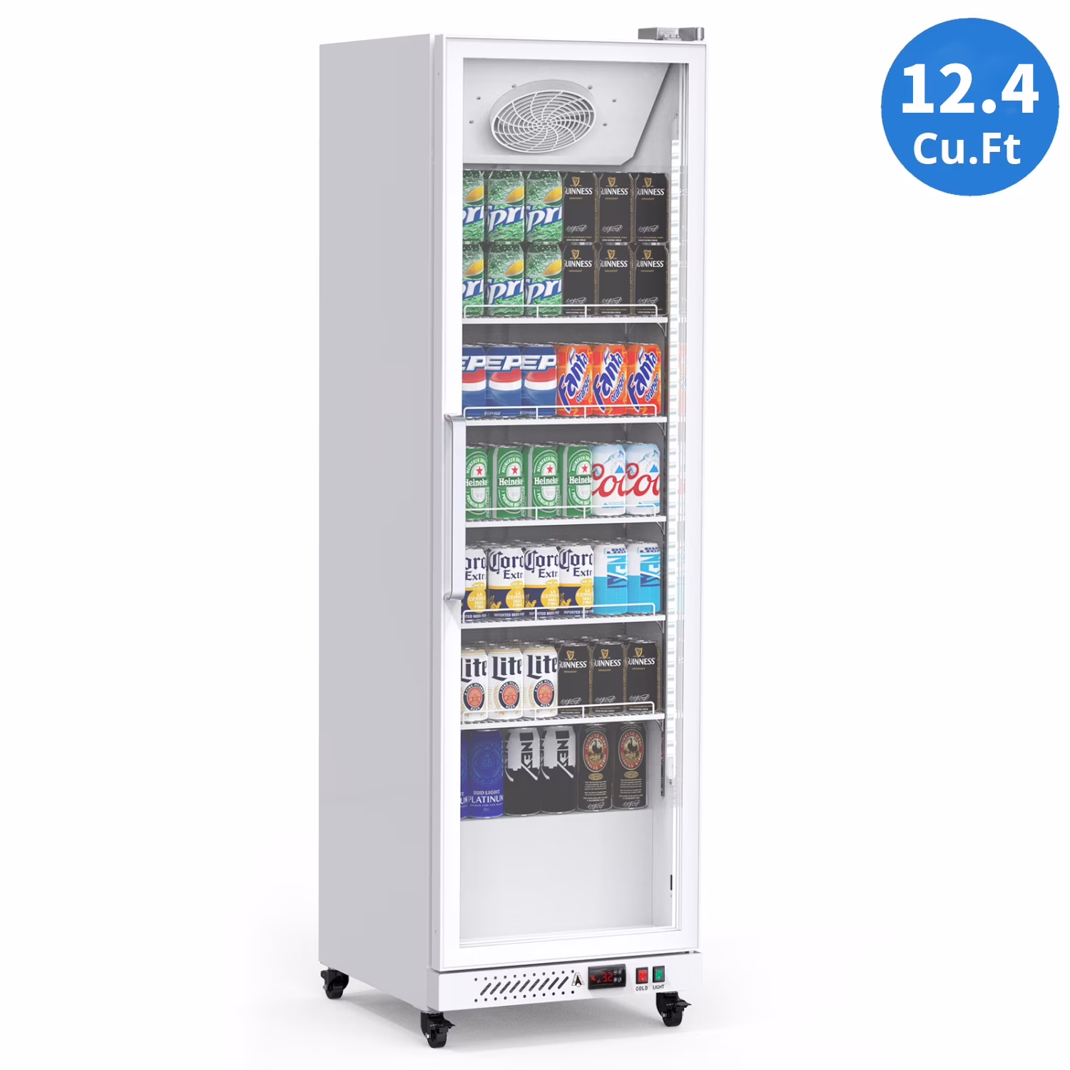 Garvee Commercial Refrigerator,12.4 Cu.ft Display Fridge Merchandiser Upright Beverage Cooler,Single Glass Door Fridge with Adjustable Shelves & LED Lighting,Black - Image 3