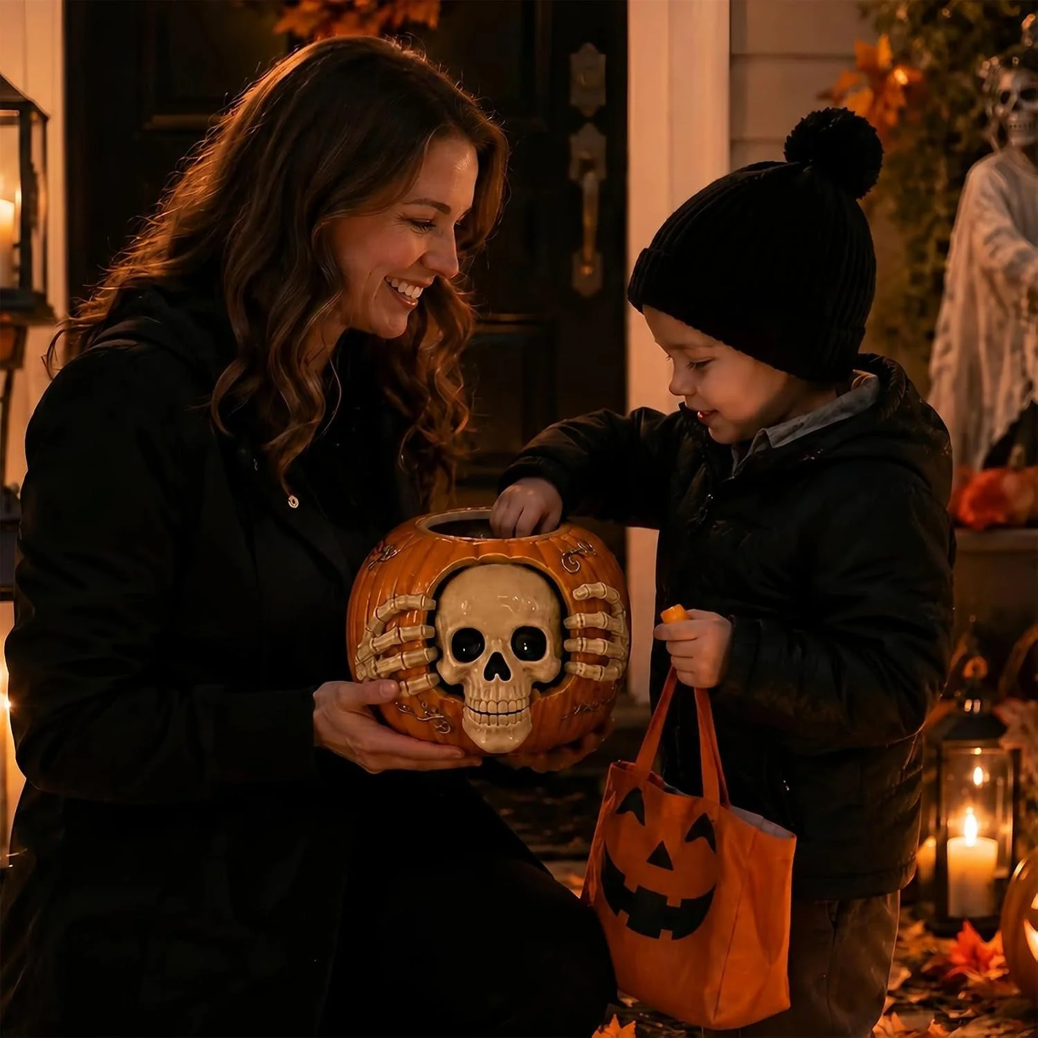Skull and Pumpkin Halloween Candy Jar - Image 8 Skull and Pumpkin Halloween Candy Jar - Image 8