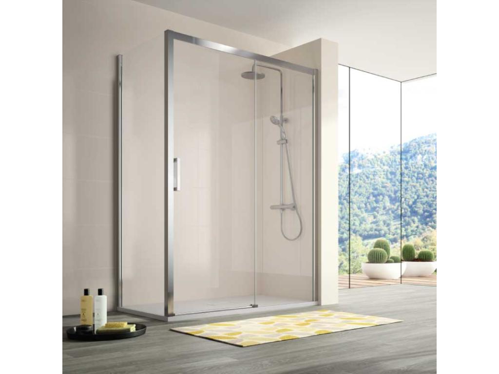 Frontal de ducha + Puerta Corredera S400 Cromado 100 cm Sin pared lateral