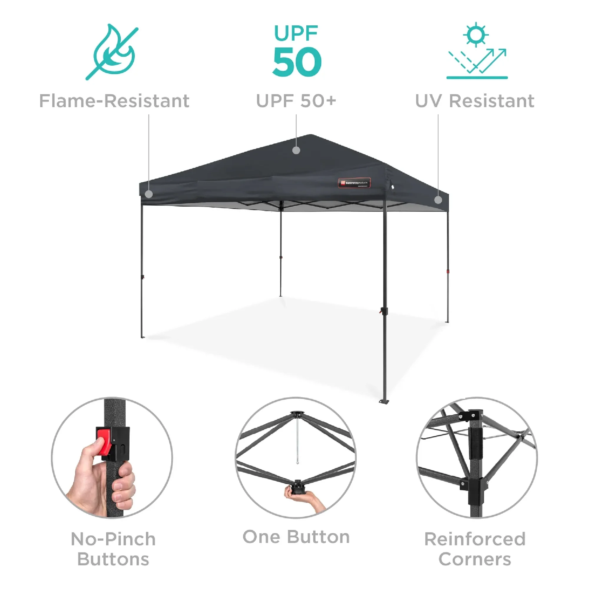 Best Choice Products 12x12ft Easy Setup Pop Up Canopy w/ 1-Button Setup, Wheeled Case, 4 Weight Bags - Navy Blue - Image 177