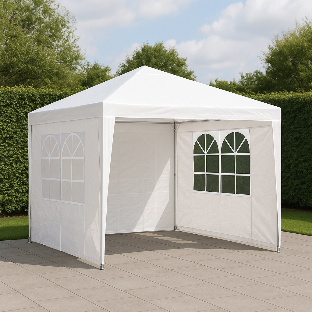 Cenador carpa blanca polietileno hierro exterior eventos 300x300x260 cm