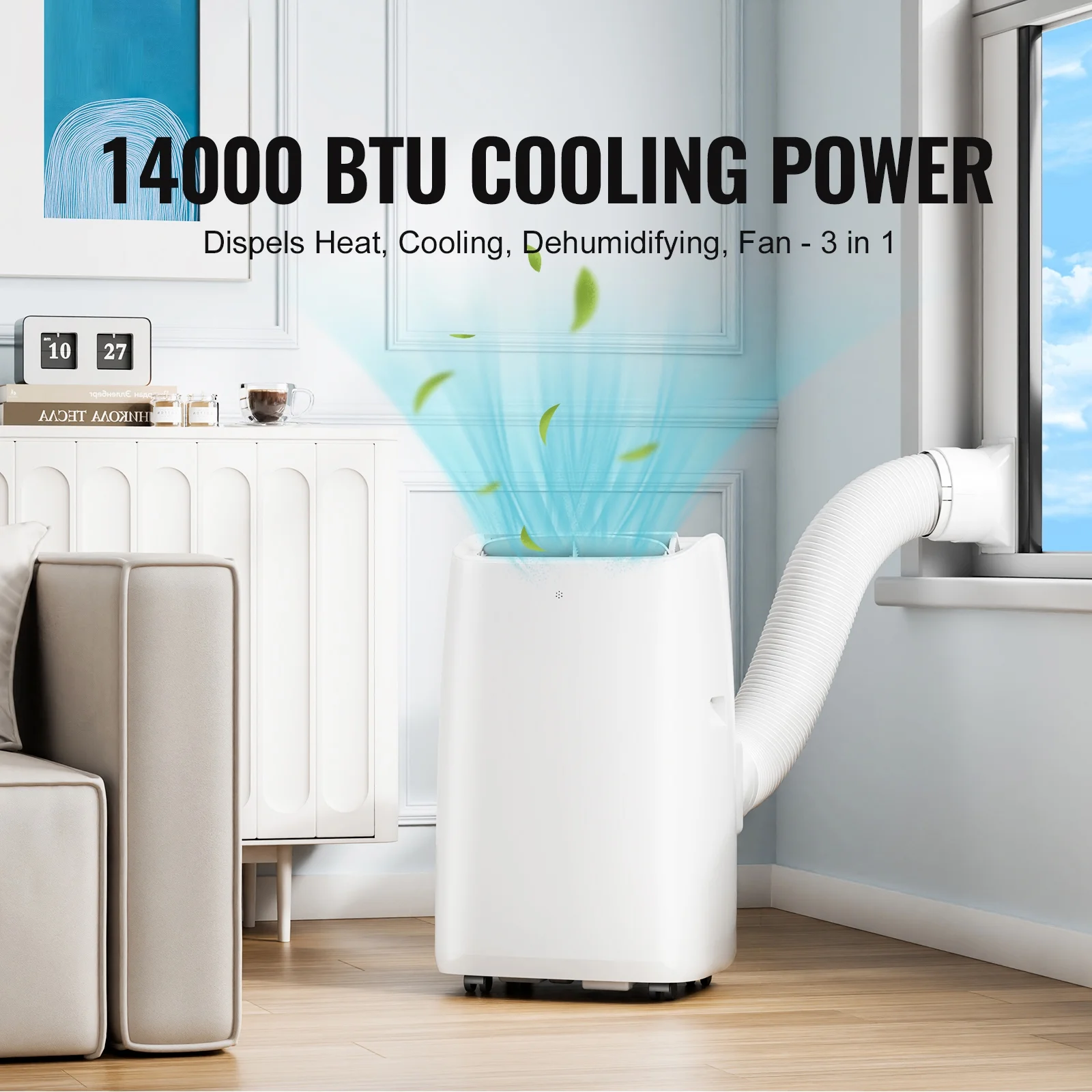 KFFKFF 14,000 BTU Mobile Air Conditioning Unit, Versatile 3-in-1 AC , Suits 550-700 Sq.Ft Spaces, Features Cooling, Dehumidifying, Fan Modes, Quiet Operation, and Comprehensive Accessories - Image 7