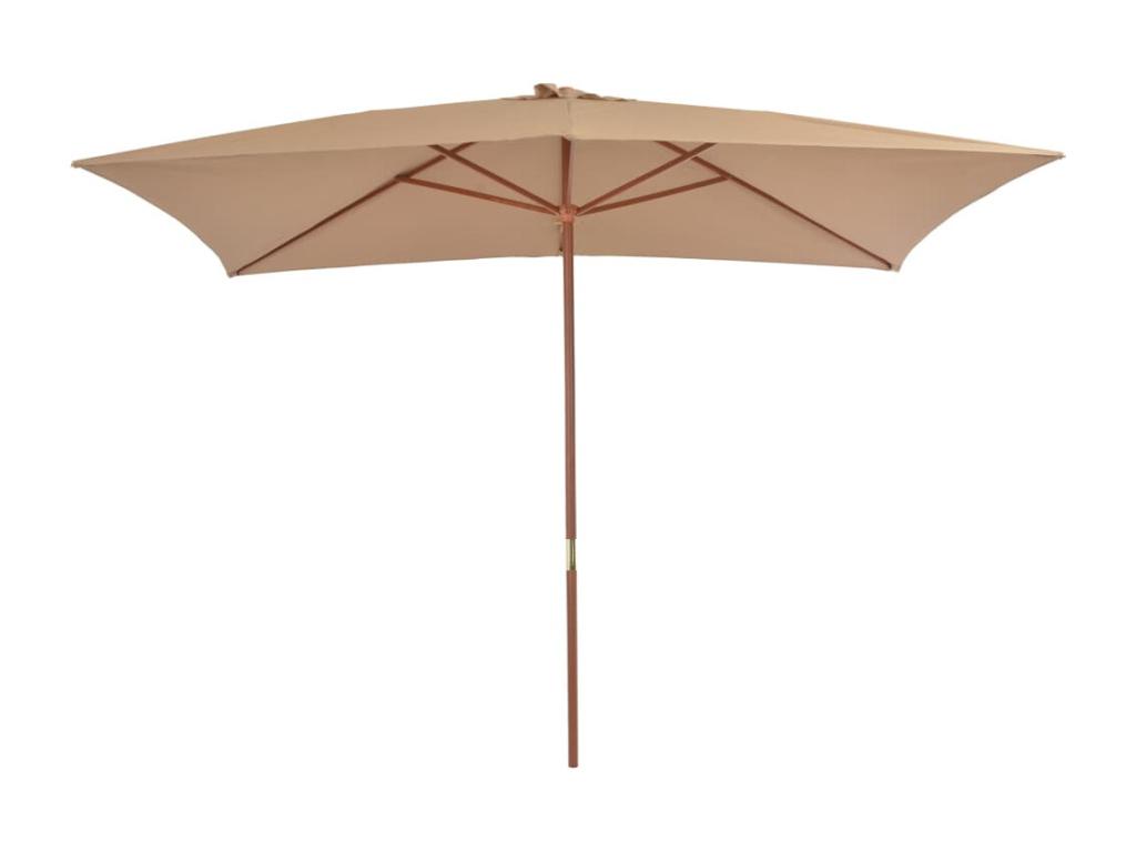 Sombrilla de exterior con palo de madera 200 x 300 cm Taupe