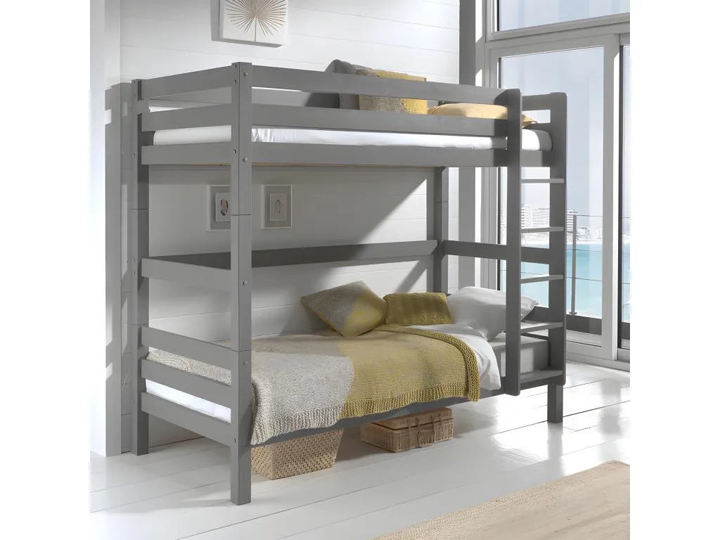 Litera 90x200 Altura 180 cm Somier Incluido Mueblestop Gris 43903SQTY