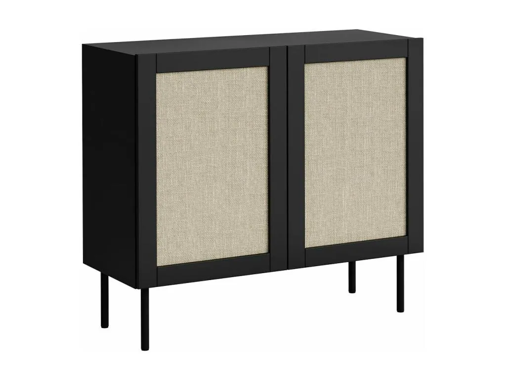 Aparador Nidovia marrón claro y negro 90x100x40 cm, diseño moderno kfo2920046