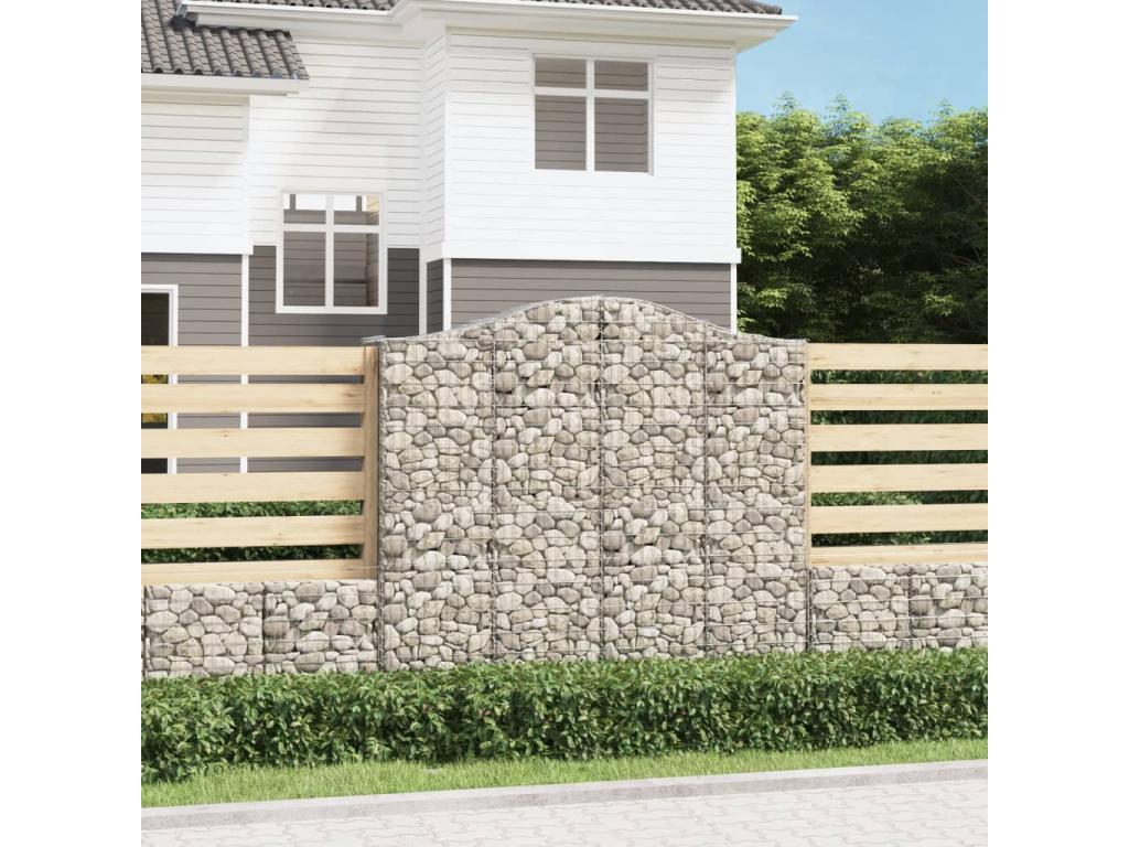 Cestas de gaviones arqueadas 6 piezas 200x50x180/200 cm Hierro galvanizado