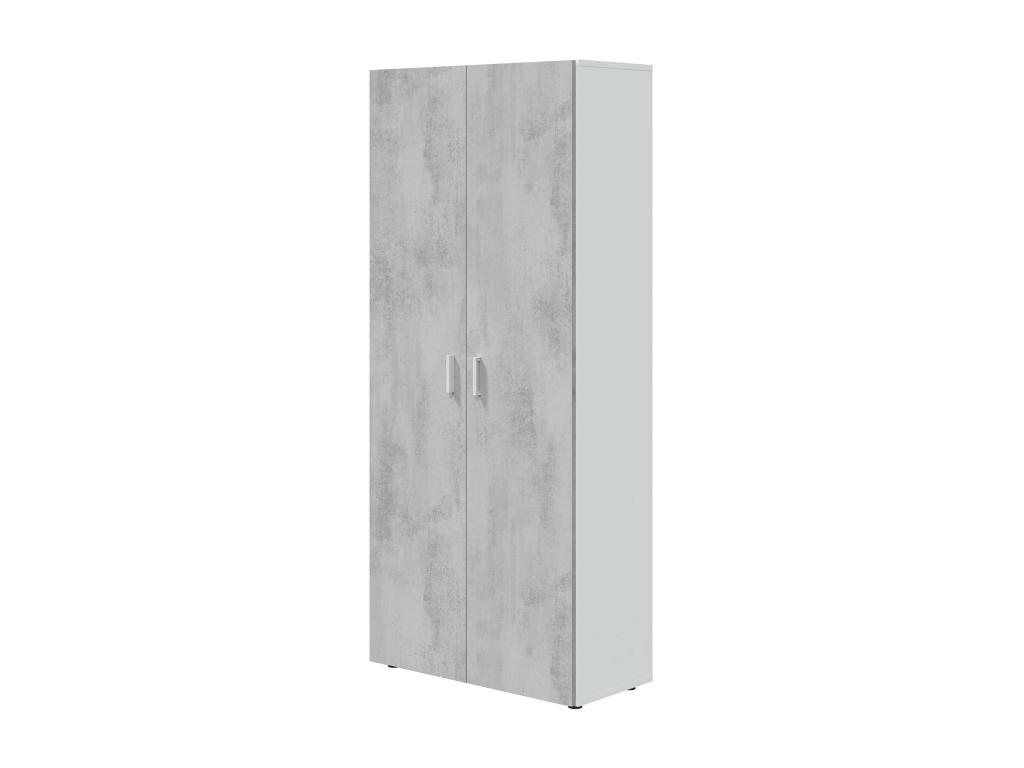Armario Mueble de Almacenamiento en aglomerado de melamina Color Blanco Mate y Gris Cemento - Altura 182 x Longitud 80 cm x Profundidad 37 cm