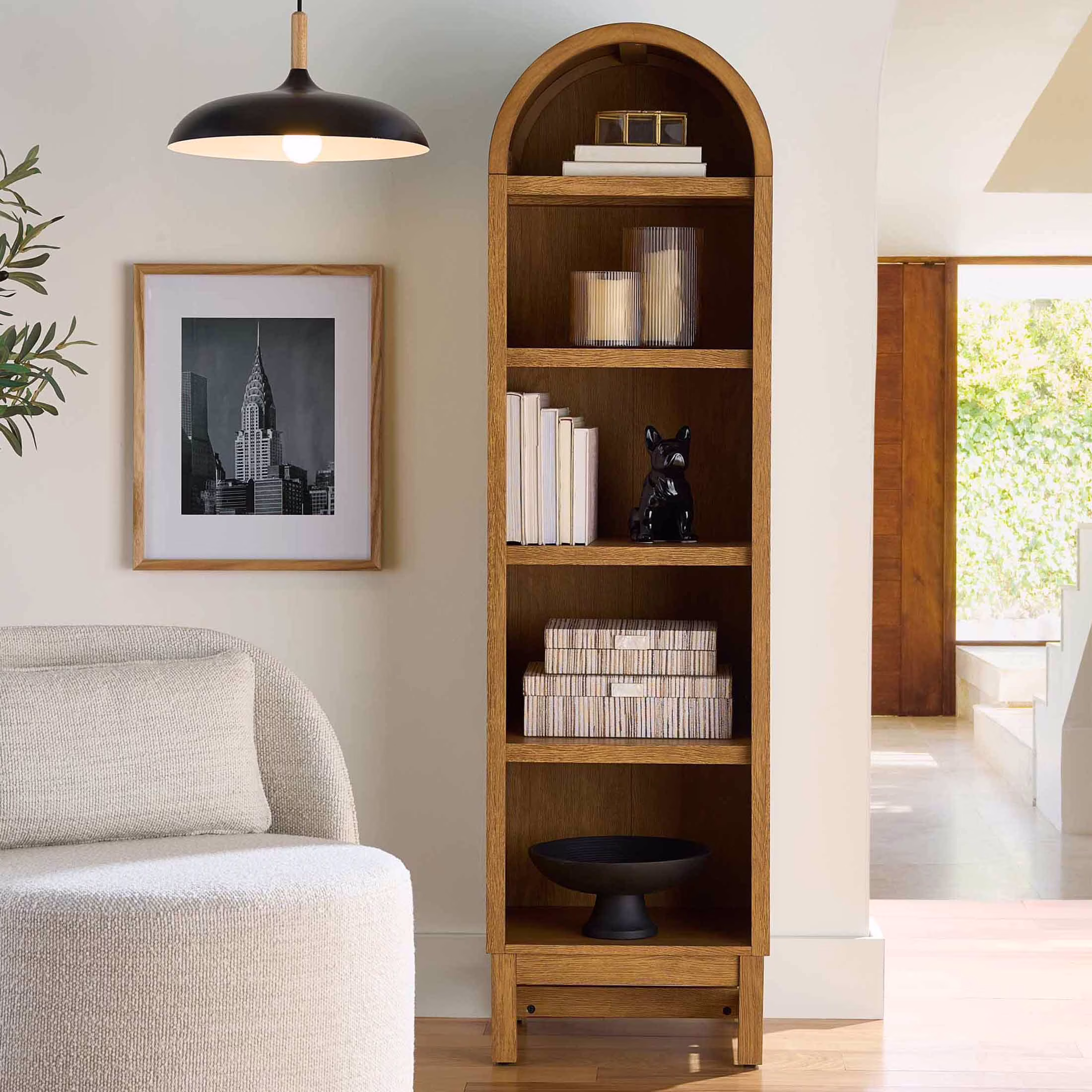 Better Homes & Gardens Juliet Narrow Arch Bookcase, Rich Black and Light Honey - Image 5