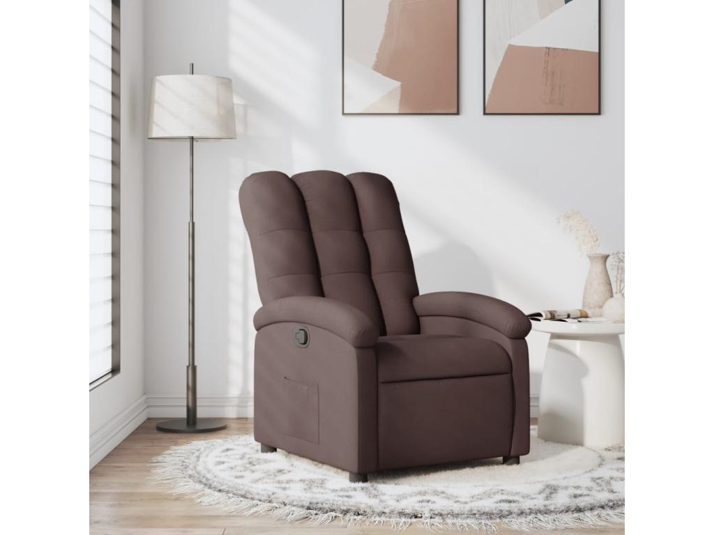 Sillón de masaje reclinable de tela marrón oscuro