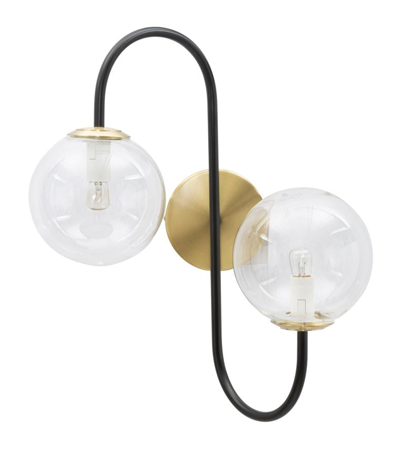 Mauro Ferretti Iron Zwart metalen wandlamp met 2 glazen bolletjes