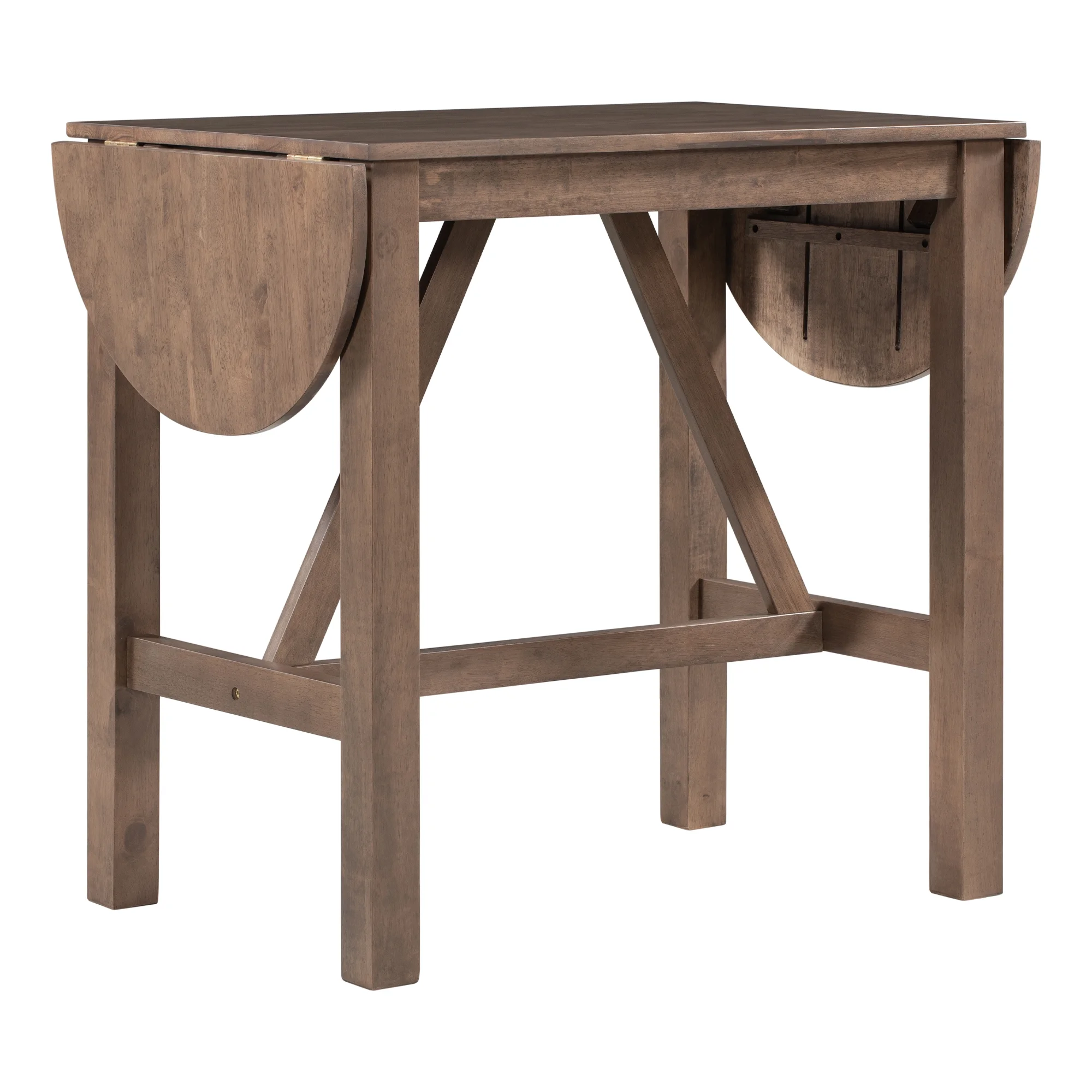 Harper & Bright Designs 3 Piece Wood Folding Dining Table Set Drop Leaf Table with 2 Padded Counter Height Dining Chairs for Small Place, Brown - Image 12
