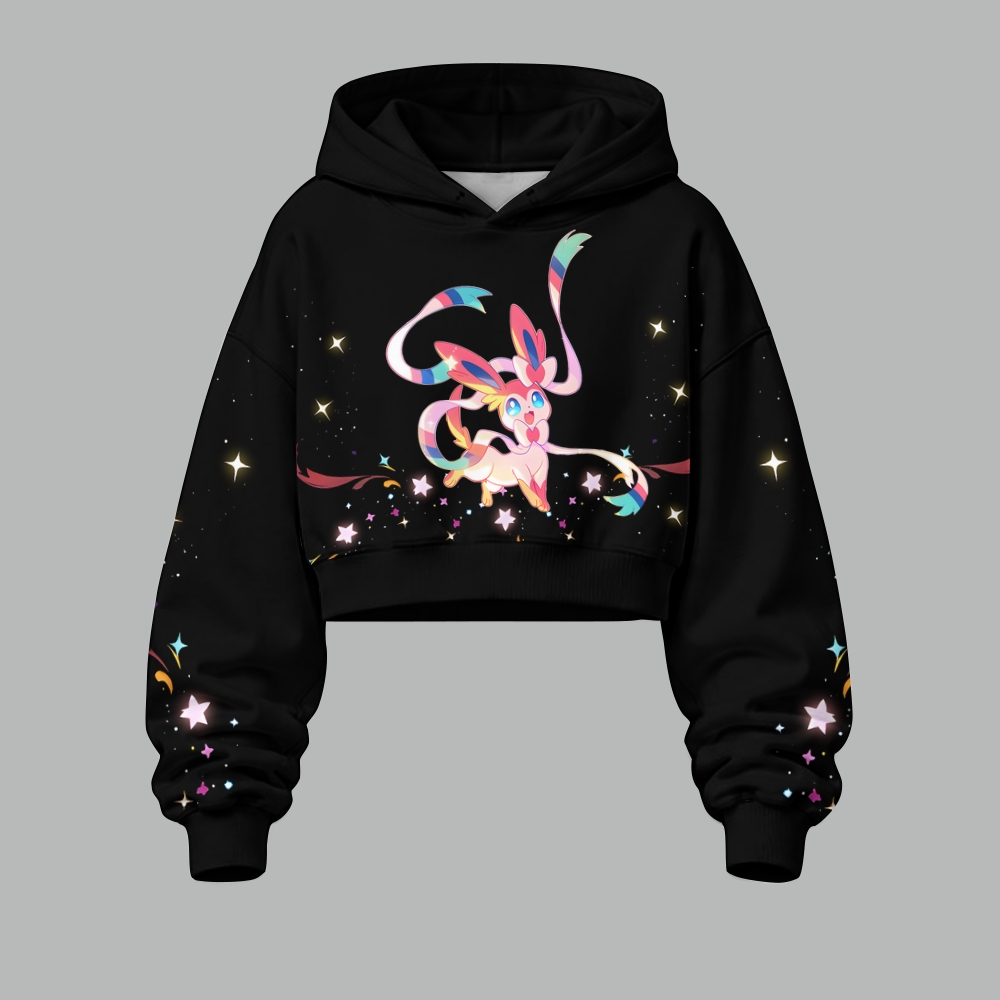 Pokémon Women's Cropped Long Sleeve Hoodie & High Waist Jogger Pants Two Piece Tracksuit Set TeeThreads Sustain the Scene with Custom Apparel