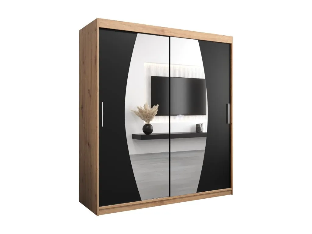 Armario Luxmbls de puertas correderas 200/180/62 2 puertas (artisan/negro) 34486ITUY