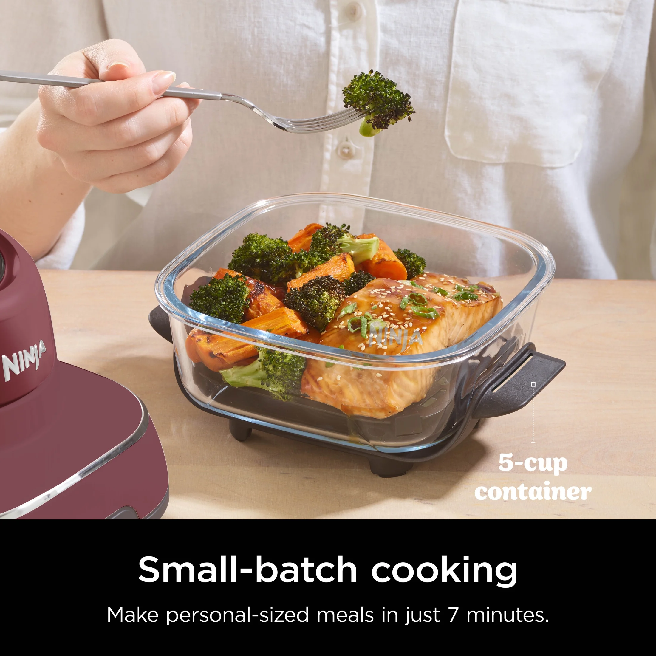 Ninja Crispi 3-in-1 Portable Glass Air Fryer Cooking System, 1500W, 4-Qt & 5-Cup TempWare Glass Containers with Storage Lids, Microwave, Freezer & Dishwasher Safe, White, FN100WH - Image 24