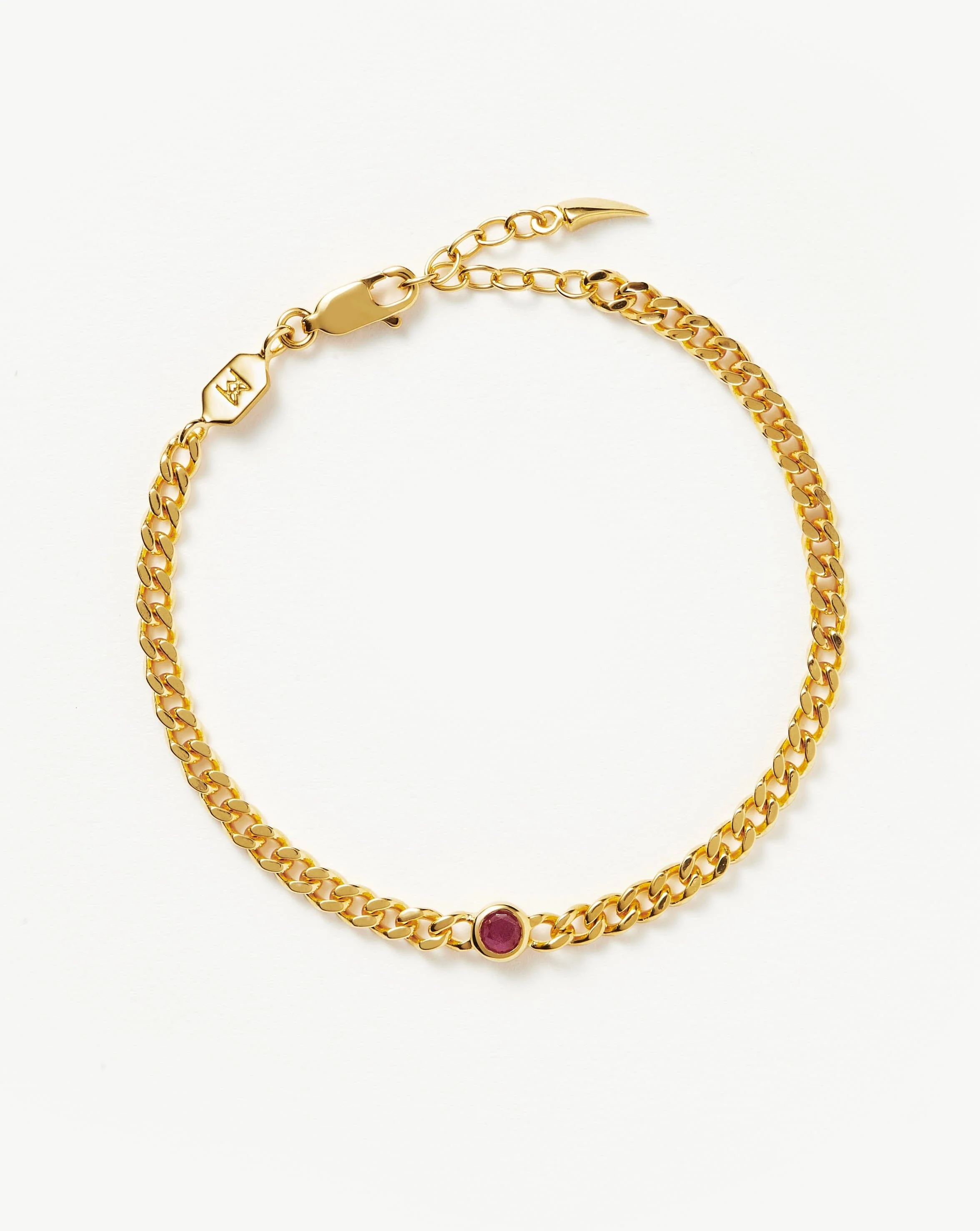 July Birthstone Chain Bracelet | 18ct Gold Plated Vermeil/Ruby