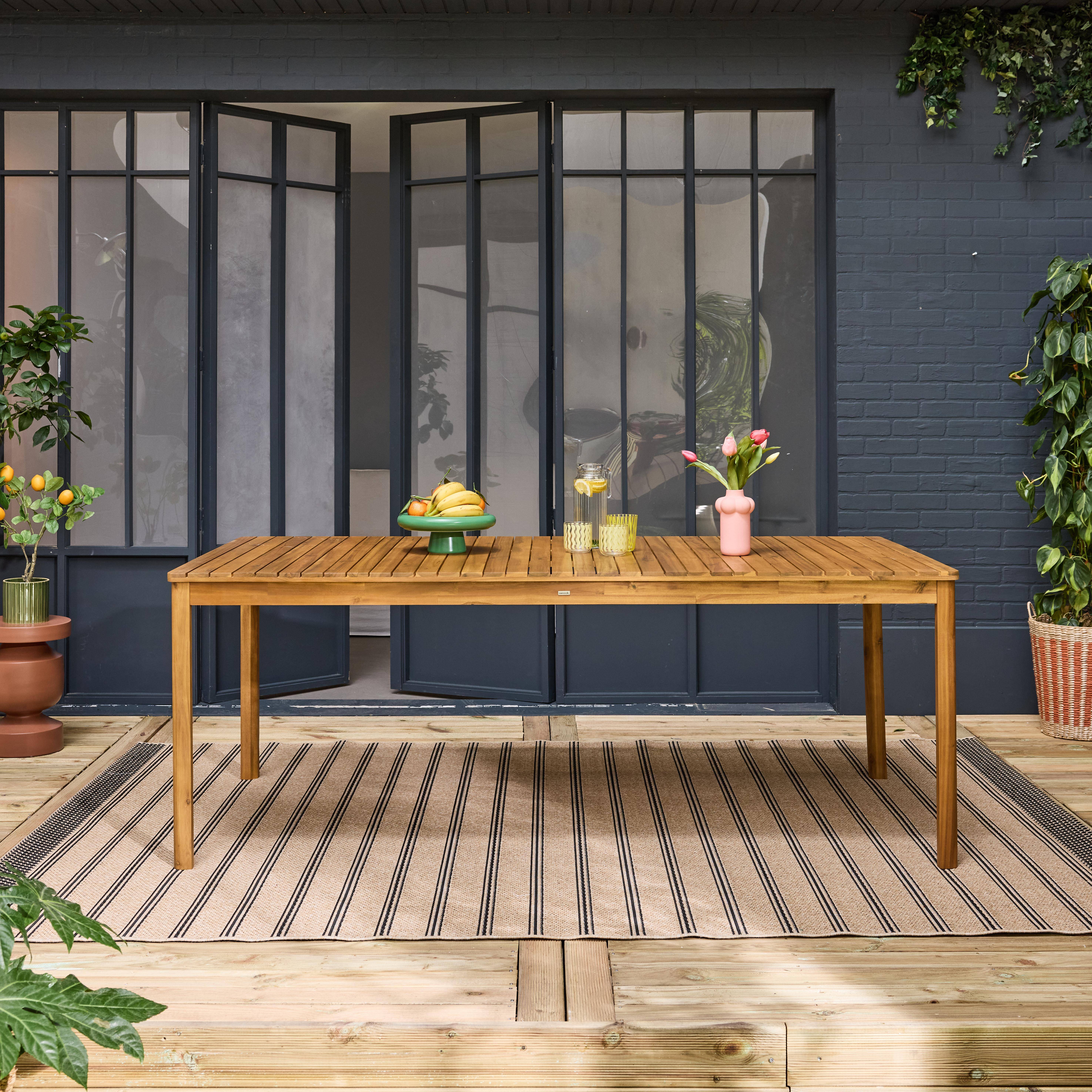 Senora 200cm - Mesa de jardín de acacia con esquinas redondeadas, 8 plazas