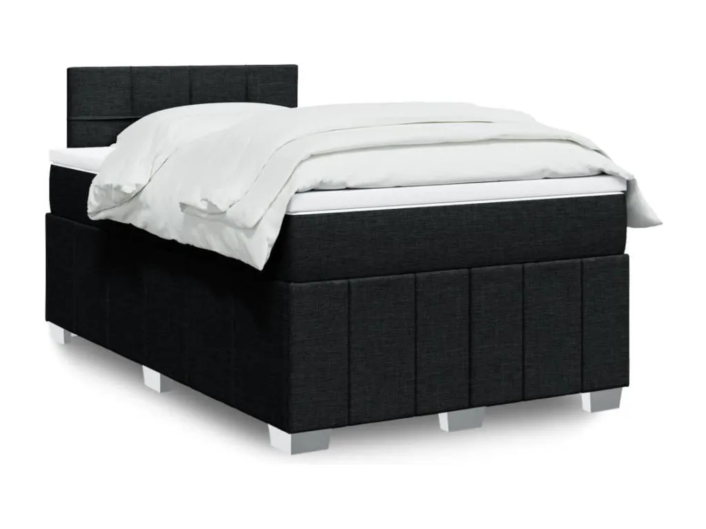 Cama box spring con colchón tela negro 120x200 cm hqf3522995