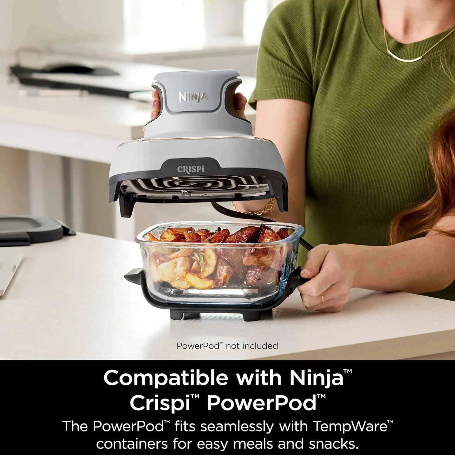 Ninja Crispi 4-in-1 Portable Glass Air Fryer Cooking System, 1500W, 4QT & 6-Cup TempWare Glass Containers with Storage Lids, Microwave, Freezer & Dishwasher Safe