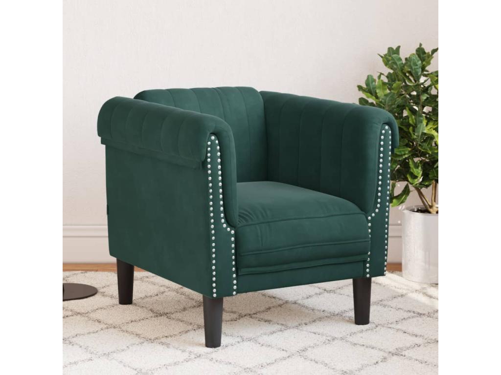 Sillón de terciopelo verde oscuro