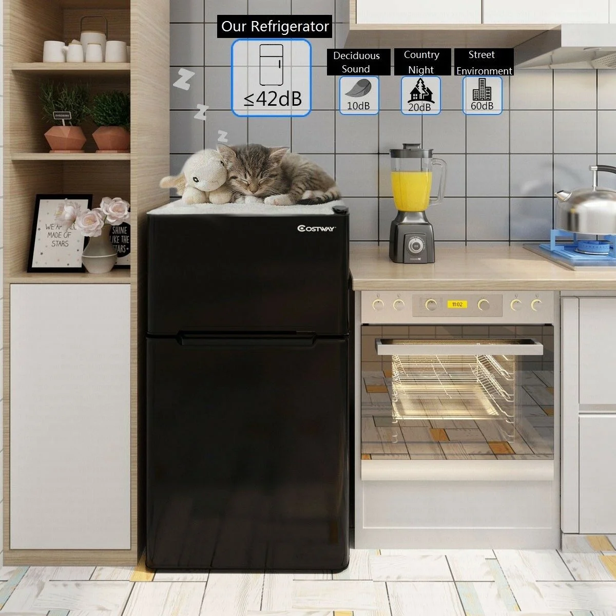 Costway Refrigerator Small Freezer Cooler Fridge Compact 3.2 cu ft. Unit, Grey - Image 19