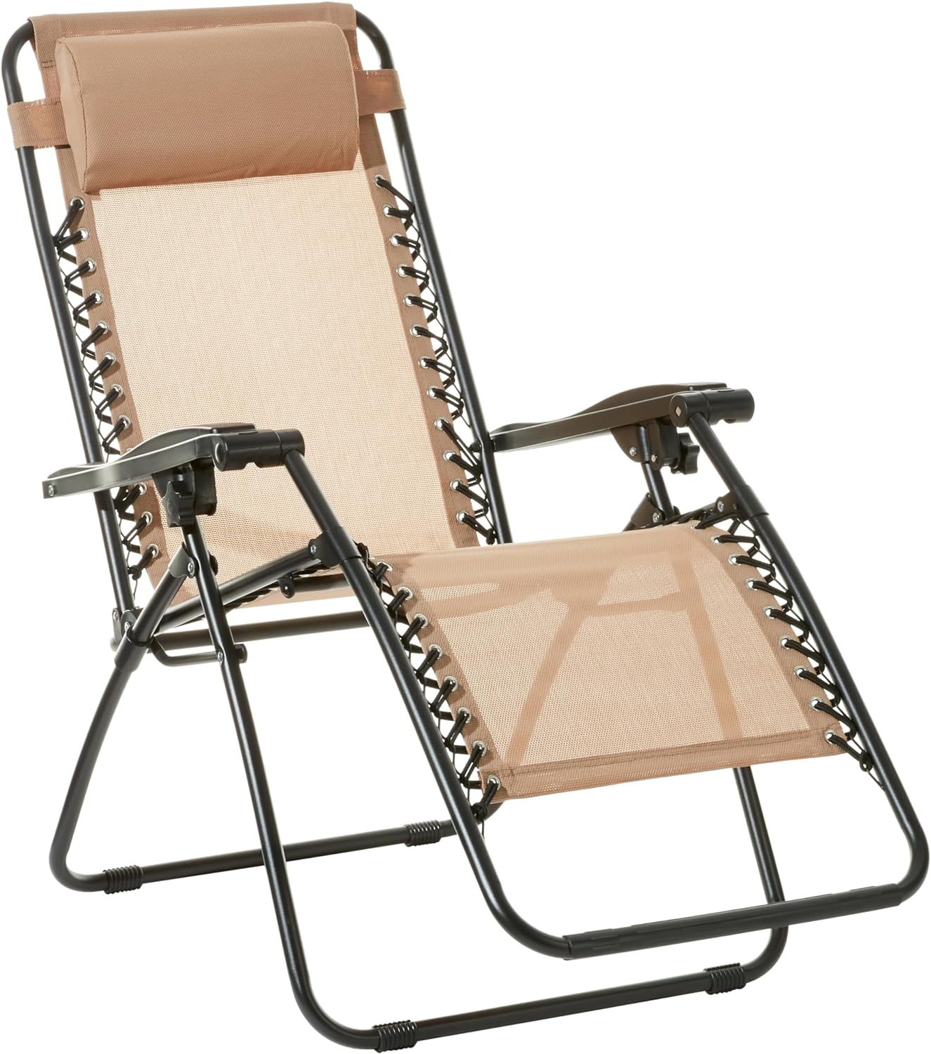 WAYFAIR Basics Outdoor Textilene Adjustable Zero Gravity Folding Reclining Lounge Chair With Pillow, 26, Navy Blue