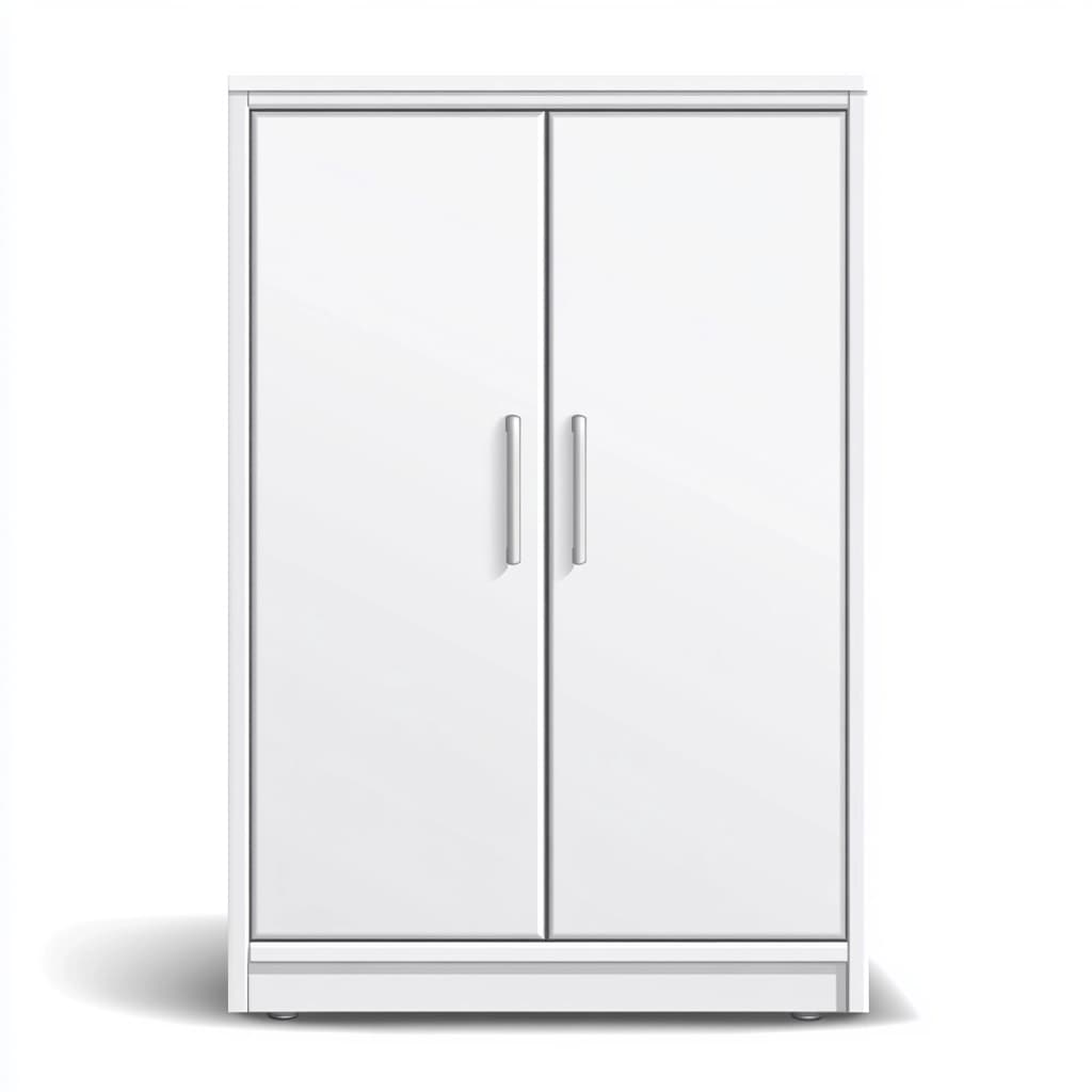 Armario para dormitorio blanco de madera con puertas dobles diseño moderno con tiradores metálicos almacenamiento espacioso 180x100x50 cm