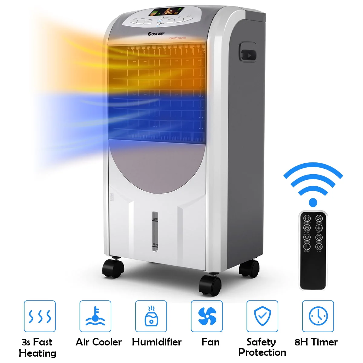 Costway Portable Air Cooler Fan & Heater Humidifier with Washable Filter Remote Control - Image 5