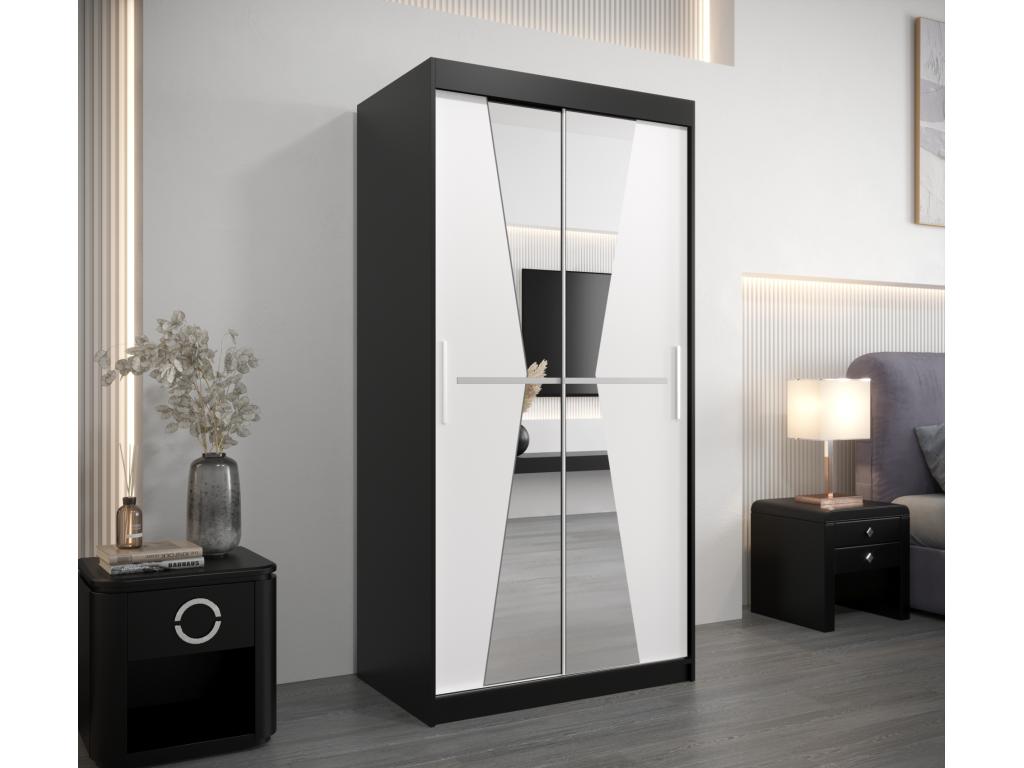 Armario Nestliq de puertas correderas 200/100/62 2 puertas negro/blanco