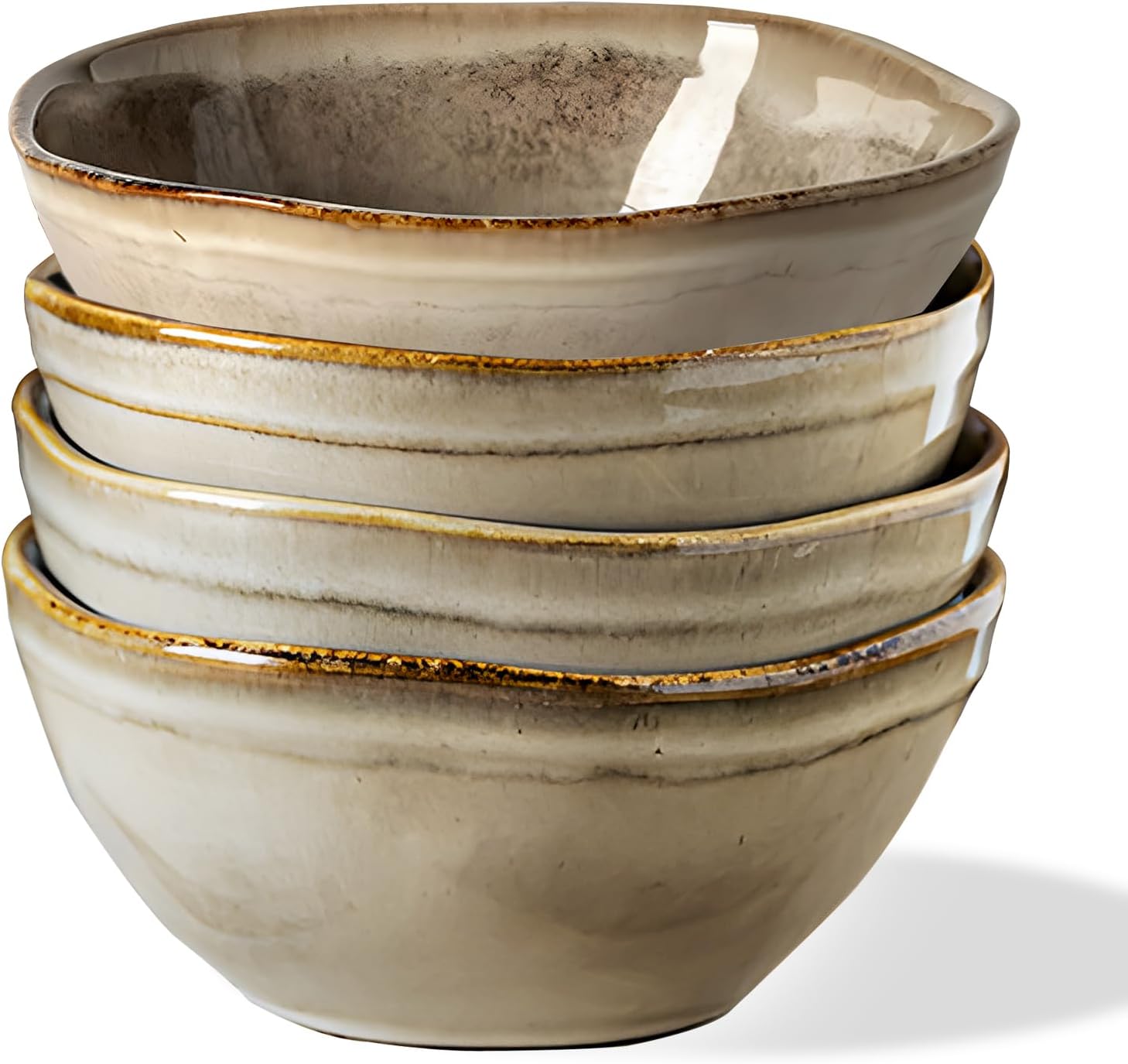 4 Pack Retro Ceramic Bowls, 5.3 Inch Japanese Small Handmade Bowl For Soup, Salad, Rice, Cereal, Breakfast, Dinner, Serving, Oatmeal - Microwave, Dishwasher Safe Eating and Kitchen