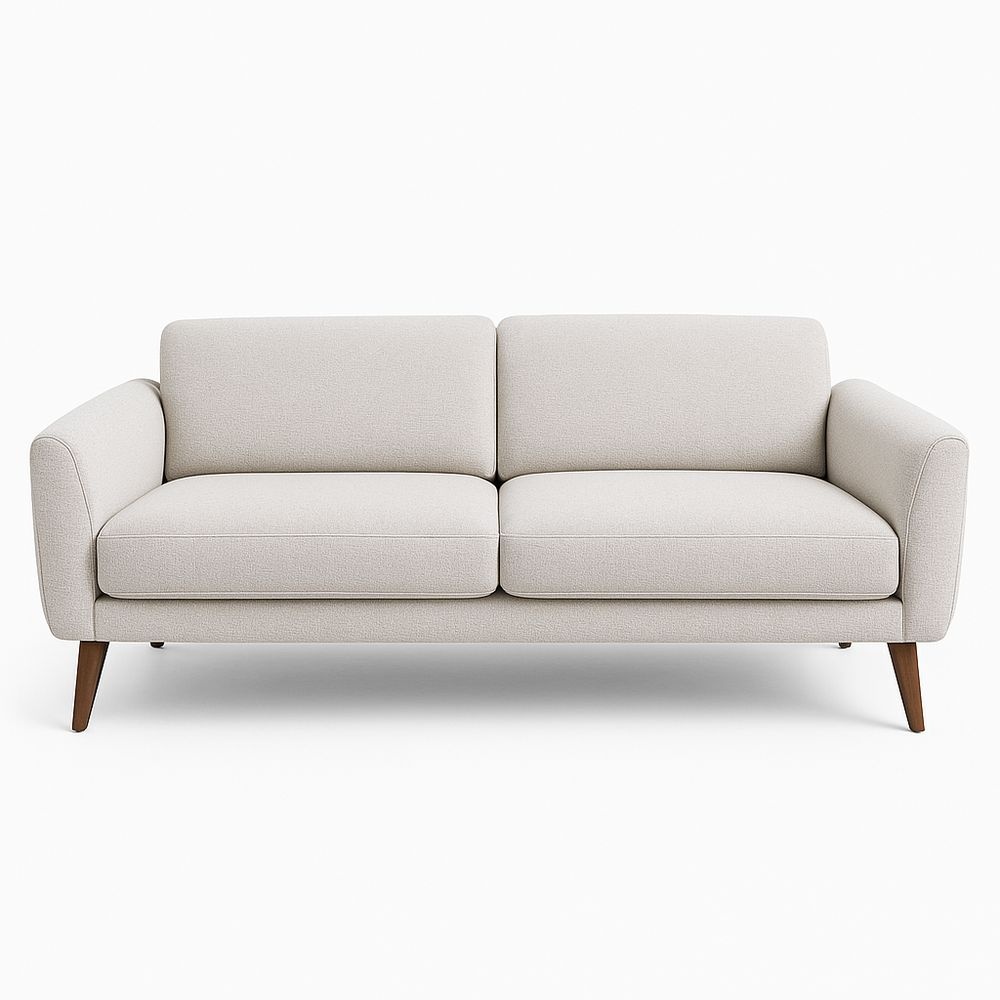Sofá de Tela Beige Forma Rectangular 200cm Largo x 90cm Ancho x 85cm Alto