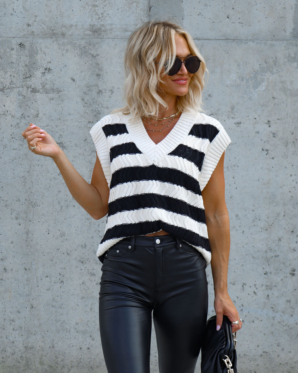 Between The Lines Striped Sweater Vest - Se7enfashion