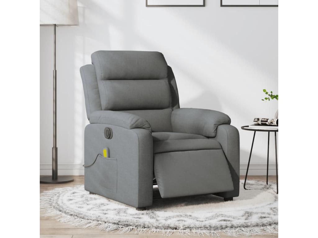 Sillón reclinable de masaje eléctrico tela gris oscuro