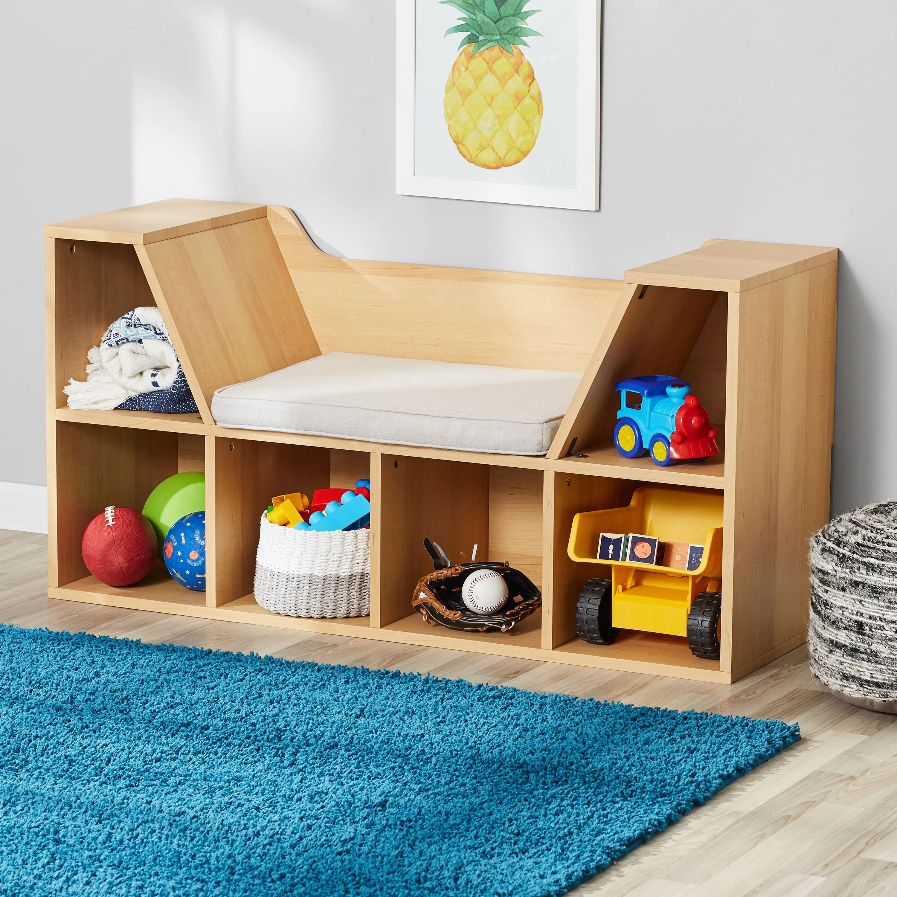 Your Zone Kids Reading Nook and Storage Bookcase, Dark Chestnut - Image 3