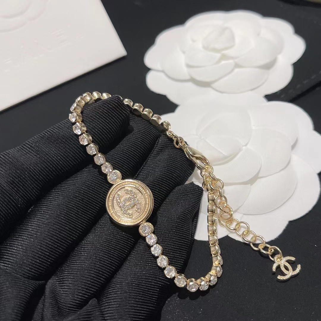 Chanel Full Diamond Round Tag Bracelet - Original Replica Club